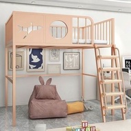 【香港包郵】loft高架床鐵藝上床下空小戶型省空間閣樓兒童上床下桌單上層錯位包送貨