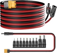 Keshoyal 10ft 12awg Solar Cable Xt60 Charge Extension Cable with Extra Free 10-in-1 Solar Connector 