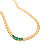 Olive Snake Chain Green Rhinestone Necklace
