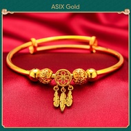 ASIX GOLD 916 Gold Women's Bracelet Korean Gold FOLLOW YOUR DREAMS Charm Pendant Bangle