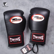 Twins BGLL1 Lace-Up Boxing Gloves – Black/Red