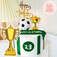 Cute Gold Trophy Cake Decoration | Unique & Elegant Children's Birthday Cake Topper Size 8x5cm
