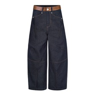 Raw Denim Jeans with Leather - Ivankov Hybrid Symmetry Raw Denim Pants Raw Denim Baggy Jeans