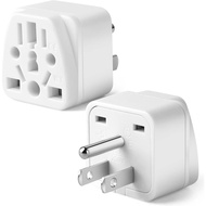 2 Pack US Travel Plug Adapter, EU,UK,AU,in,CN,JP,Asia,Italy,Brazil to USA (Type B), 3 Prong Grounded