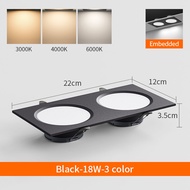 High Bright Panel Light Recessed 18W（2heads） No Flicker Anti-glare Downlight LED Ceiling Light