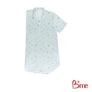 Bme ชุดนอนรูปแบบกระโปรงแขนสั้น คอปกฮาวาย รุ่น ME8604 มี 3สี สีม่วง(ลายดอกไม้) สีฟ้า(ลายจุด) สีวนิลลา