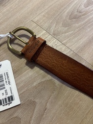 全新 威格 wrangler brown leather belt 啡色 花  皮帶 levis lee