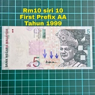 (A393) Rm5 siri 10 duit kertas lama duit syiling lama sign aisyah Rm5 ali abul Hassan duit Malaysia 