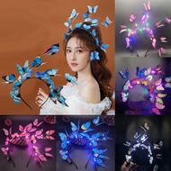 1PC Candy Color Fairy Aesthetic Exquisite Girls And Women Butterfly Headband Luminous Light Up Hairb