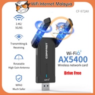COMFAST CF-972AX USB WiFi7 Adapter 6500M 6G&5G and 2.4G WiFi Encryption Dog RTL8912AU 2 Antenna WiFi