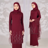 HIJABISTAHUB HELIANA KURUNG Baju kurung moden plain Beaded lace baju nikah tunang baju raya