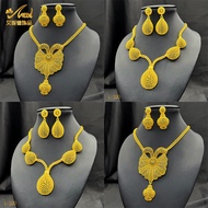 Hot Sale Gold-Plated Jewelry Set Dubai Bride Wedding Necklace Earrings Jewelry Two-Piece Set Wholesa