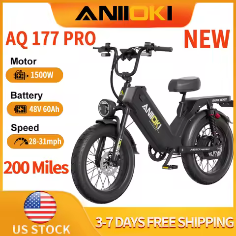 2026 ANIIOKI Electric Bike 1500W Peak Motor 48V 60Ah Battery ebike 49km/h 20"*4" Fat Tires multi-pur