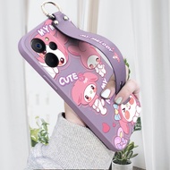 For OPPO Realme U1 V15 V11 GT Master GT2 Pro GT Neo2 GT Neo 3T Q5 Pro Cartoon Cute Pink Rabbit Straight Edge Wristband Phone Casing Cover
