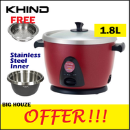 Khind 1.8L Anshin Rice Cooker RC118M with SUS304 Stainless Steel Inner Pot RC-118M
