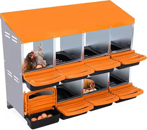 Chicken Nesting Box, 6-10 Hole Hen Nest Boxes, 2 Layer Roll Away Eggs Laying Boxes,Cleanable Pull Ou