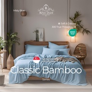 Reve Dore Cool Bamboo Bedsheet with Duvet Cover Bedsheet Set - Misty Blue