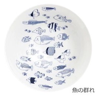 Misty Snow - 日本製 natural69 cocomarine HASAMI 波佐見燒拉麵碗餐具 (A.魚群) TIN0047A