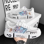 Anime Cat and Mouse Board Shoes Casual Shoes Canvas High-Top Men's Shoes White Elevator Shoes