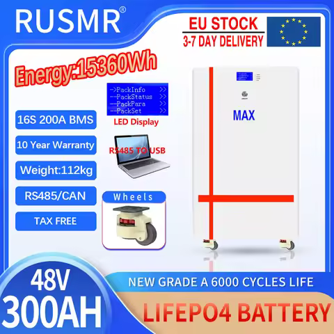 LiFePO4 48V 300Ah Lithium Battery 15kw 51.2V 230Ah 100Ah 10KW 5KW 6000+ Cycles Bulit-in 16S BMS CAN 