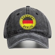 Germany Berlin Travel - Inspired, 'Germany Berlin' Flag Yellow Design Washed Baseball Cap