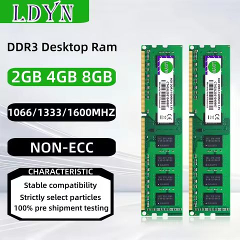 2PCS DDR3 2GB 4GB 8GB Memory Ram PC3 1066 1333 1600Mhz 1.5V 240Pin 8500 10600 12800 Non-ECC DIMM Des