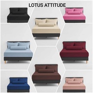 Lotus ชุดผ้าปู 6ฟุต(5ชิ้น)ไม่รวมผ้านวม ชุดเครื่องนอนโลตัสรุ่น ATTITUDE สีพื้น ทอ 490 เส้นด้าย นุ่มที่สุด(King Size)