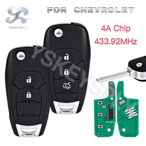 For Chevrolet Cruze Cavalier Trax Sonic Spark Onix RS Flip Remote Key Fob 433.92 FSK 4A Chip 2/3-But