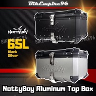 NottyBoy Heavy Duty Aluminum Top Box 65L Premium Design Solid Steel Universal Base Plate Motorcycle 