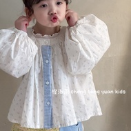 Girls Floral Shirt Spring Autumn Fashionable Korean Version Baby Girl Sweet Hundred Long-Sleeved Shi