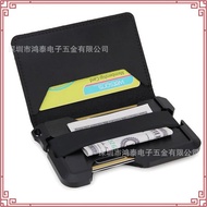 RFID Metal EDC Wallet with Leather Cover Ridge US Popular Money Clip Aluminium Card Holder Special C