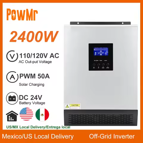 2400W Pure Sine Wave Hybrid Off-Grid Solar Inverter With 50A PWM Solar Charge Controller 24VDC to 11