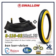 BMX bicycle inner tube 18 x 1.75 swallow bicycle tire 18 x 1.75 swallow Yellow