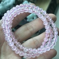 粉晶繞三圈 6mm天然粉水晶手鍊 正能量 附收藏錦盒 946