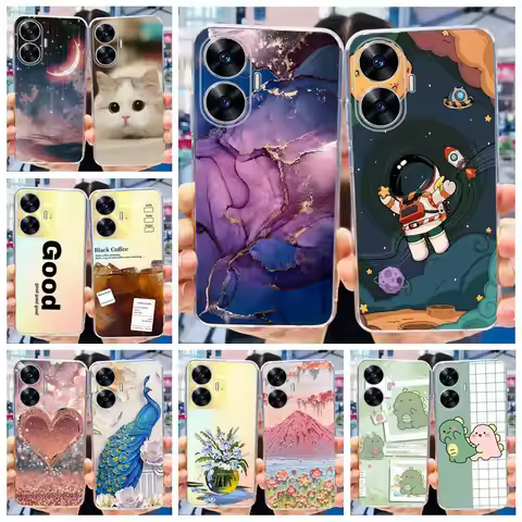 For Realme C55 Case RMX3710 Cute Spaceman Cartoon Cover Soft Silicone Phone Case For Realme Narzo N5