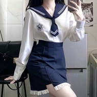 [Jill Punk] Sakura High Female Middle School Navy Style JK Uniform Sailor Suit Long Sleeve Short Tie