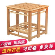 Bamboo Fungus Solid Wood Baking Fire Rack Household Winter Square Dining Table Foldable Baking Fire Table Dining Table Writing Heating Table