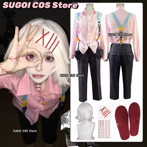 Anime Juzo Suzuya Rei Cosplay Costume Pink Shirt Pants Straps Kneecap Full Set Halloween Disguise Ou