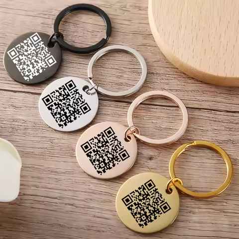 Personalized QR Code Keychain, Stainless Steel QR Code Laser Engraved, Couples Keychain, Wedding Gif