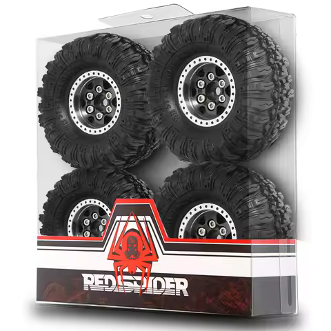 RED SPIDER 4Pcs 57mm 1.0In RC Mud Tyres With Metal Wheel Rims Universal For Hobby CR18 FCX24 Mini Mi