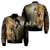 Jesus Christian LionScotland Lion 3D Bomber Jackets Zipper Flight Jacket Casual Thick Coat Unisex Harajuku Women Streetwear-1