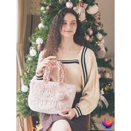 [Maison de FLEUR] Memorial Faux Fur Pearl Frill Handle Tote Bag - Pink 8A43F0J5100