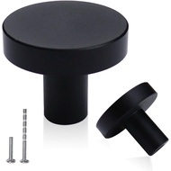 5Pcs Tombol Kabinet Dapur Hitam, Tombol Laci Bulat 1.18”, Tombol Kabinet Hitam Matte untuk Laci Alma