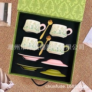 Original Design Oil Painting Style Wind Chime Flower Coffee Cup Saucer Set Afternoon Tea Water Cup C