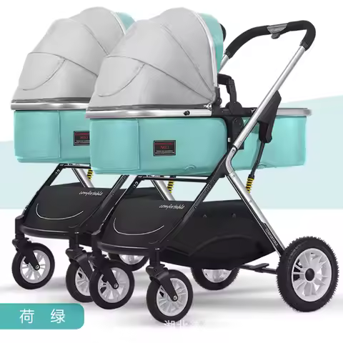 High View Twin Stroller Lightweight Baby Stroller Folding Shock Absorber Detachable Double Children'