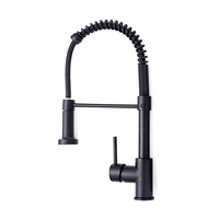 Vòi Nước Lò Xo Phun Nước Một Đòn Bẩy Kéo Xuống Màu Đen Nhám Cho Bồn Rửa Nhà Bếp