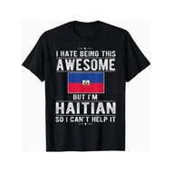Mens Haitian Heritage Pride T-Shirt - Funny Cultural Saying - Black Shirt with Haitian Flag Colors -
