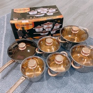 Bộ nồi từ Bộ Nồi Đức 6 Món Vung Kính ENGELBERG EB8013 chất liệu Inox 304 5 đáy. Bảo hành 12 tháng