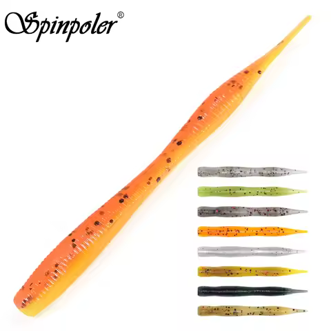 Spinpoler Ajing Worm Soft Bait Micro Ice Rock Fishing Lure TPR Floating Finesse Slim Baitfish For Ba