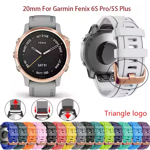 20mm Watchband For Garmin Fenix 7S 6 6S Pro 5 5S Plus Approach S50 Rose Gold Buckle Straps Quick Rel